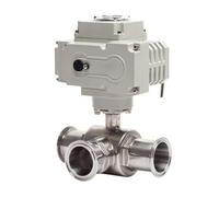 51mm 3 Way Stainless Steel Sanitary Tri Clamp Ferrule Type Motorized Ball Valve 220V 110V 12V High Platform Electric Ball Valves(L TYPE_110VAC)
