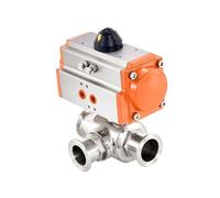 51mm Sanitary Pneumatic Three-Way Ball Valve Clamp Stainless Steel Double Acting T/L type Chuck Quick cut-off ball valves(T type)