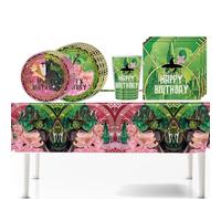 51PCS Magic Witch Party Vaisselle Anniversaire,Witch Vaisselle De Fête d'Anniversaire Set De Vaisselle De Fête Nappe Assiettes Gobelets Couverts Serviettes,Fournitures De Fête Magic Pour Enfants