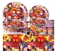 51PCS Party Vais-selle Anniversaire Vaisselle De Fête d'Anniversaire Set De Vaisselle De Fê-te Nappe Assiettes Gobelets Couverts Serviettes,Fournitures De Fête Pour Enfants