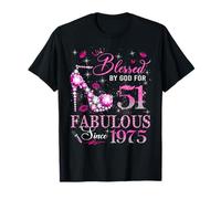 51st Birthday Queen Blessed by God 51 Fabulous Since 1975 T-Shirt
