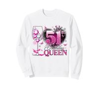 51st Birthday Queen Pink Wine 51 Years Old Women Girls Sweatshirt