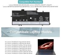 51Wh L18C4P71 L18L4P71 Battery for Lenovo ThinkPad X1 Yoga 2019 2020 4th 5th Gen ThinkPad X1 Carbon 2019 2020 7th 8th Gen 20QD 20QE L18M4P72 02DL004 02DL005 02DL0 06 5B10W13930 5B10W13931