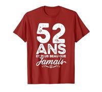 52 Ans et Plus Beau Que jamais 52e Anniversaire célébration T-Shirt, Homme, Canneberge, XL