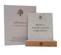 52 cartes d'affirmation positive avec support en bois - Pleine conscience quotidienne et amour de soi pour soulager le stress, inspirer la santé mentale, l'équilibre émotionnel et réflexion