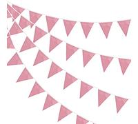 52 drapeaux 65,6 pieds (20 m) Bannière de fanions en or rose, fourniture pour fête de jardin, mariage, fête d'anniversaire, décoration intérieure et extérieure, fête de fiançailles, anniversaire