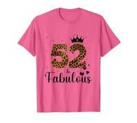 52 Et Fabuleuse Léopard 52e Anniversaire 52 Ans Cadeau Femme T-Shirt, Homme, Rose Chiné, M
