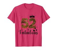 52 Et Fabuleuse Léopard 52e Anniversaire 52 Ans Cadeau Femme T-Shirt, Homme, Rouge Chiné, M