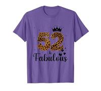 52 Et Fabuleuse Léopard 52e Anniversaire 52 Ans Cadeau Femme T-Shirt, Homme, Violet Chiné, M