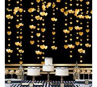 52 fûts de cœur d’Or à Double Bande en Papier métallique pour la journée de Valentine Anniversaire de la fête de Noces, décorations de la Bachelorette