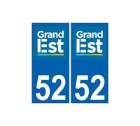 52 Haute-Marne autocollant plaque immatriculation auto département sticker Grand-Est nouveau logo 2- Angles : droits- Couleur de fond : blanc