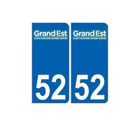 52 Haute-Marne autocollant plaque immatriculation sticker auto département sticker Grand-Est nouveau logo - Angles : arrondis