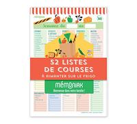 52 listes de courses Mémoniak - bloc aimanté à compléter