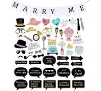 52 Mariage Accessoires de Photomaton Selfie Photobooth Props Mélange de Chapeaux Rouge à Lèvres Cravate Couronnes Accessoire Photo pour Fête MariageDécoration Party Fête de Mariag EVJF