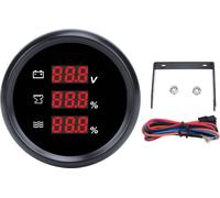 52 mm Voltmètre numérique de niveau d'eau étanche à rétroéclairage rouge Voltmètre de connexion sécurisé pour bateau yacht RV 9 à 32 VDC Cadran noir