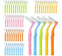 52 Pcs Brossettes Interdentaires, Brosse Interdentaire en Forme de L avec Manche Antidérapant, Brossette Dentaires en 5 Tailles, pour Nettoyage des Espaces Interdentaires, Appareils Dentaires