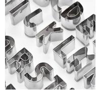 52 Pcs Emporte Piece Lettre Alphabet en Acier Inoxydable Moule à Biscuits Métal Patisserie Fruits Légumes Emporte Piece pour