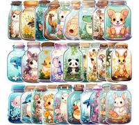 52 pièces Autocollants uniques à motif de bouteille, autocollants d'animaux créatifs, autocollants de vinyle esthétiques mignons, frais et cool, autocollants imperméables pour bouteille d'eau, tablett