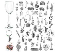 52 pièces Charmes de Verre à Vin, Instruments de Musique Étiquettes de Marqueurs de Boisson de Gobelet avec Perles Colorées pour Cocktail Champagne Soirée Dégustation Faveurs Fournitures de Décoration