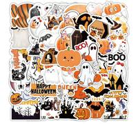 52 pièces d'autocollants d'Halloween mignons, étanches, avec des motifs de château, fantôme, citrouille. Autocollants décoratifs DIY pour téléphone, ordinateur portable, guitare, bagage, tasses, artic