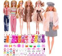 52 pièces de vêtements et Accessoires Compatible avec Barbie, 3 Jupes d'hiver, 2 Pantalons, 5 Maillots de Bain, 10 Chaussures, 28 Accessoires Style aléatoire pour poupées de 11,5 Pouces