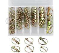 52 pièces Goupille de lynch avec anneau pour remorque de tracteur agricole,Assortiment de goupilles clips rond sécurité 4.5-6-8-11 mm Acier Galvanisé