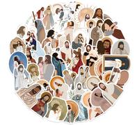 52 Pièces Jésus Autocollants Esthétiques Chrétiens Décalcomanies Pour Ordinateur Portable Coque De Téléphone Planificateur Journal Cahier Bouteille D'Eau Autocollant.52Pcs All.