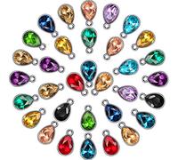 52 Pièces Pendentifs de Goutte d'Eau Pendentifs de Perles en Cristal Charms Pendentifs en Forme de Larme Accessoires de Bijoux pour Filles Femmes Bricolage de Collier, 7 x 10 mm, 13 Couleurs