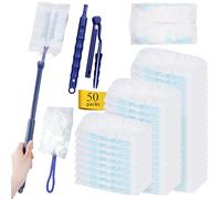 52 Pièces Recharges Compatible avec Swiffer Plumeau Poussiere, Plumeau Poussière avec 1 Poignée, 1 Telescopique Compatible avec Swiffer Recharge Kit, Recharges pour Plumeau Retient la Poussière