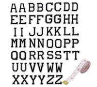 52 Pièces Repasser sur des Patchs de Lettres Patchs Alphabet de Coudre Patchs de Lettres Tissu Patch Brodé Lettre A-Z pour Chapeaux, Vestes, Chemises Projets de Couture Bricolage (Blanc),Avec 1 ruban