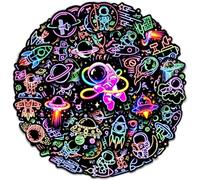 52 Pièces Stickers Neon Cool, Autocollants Impermeable Astronautes Autocollant Vinyle Colorés Sticker pour Skateboard Scrapbooking PC Ordinateur Portable Valise Guitare Bouteille d'eau