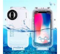 (#52) PULUZ for iPhone X 40m/130ft Waterproof Diving Housing Photo Video Taking Underwater Cover Case(White) White G