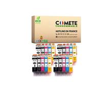 COMETE CONSOMMABLE 520 / 521 XL 20 Cartouche d'encre compatibles avec CANON PGI-520 CLI-521 PGI520 CLI521 XL 520 521 XL 8 Noir + 4 Cyan + 4 Magenta + 4 Jaune Noir