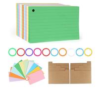 520 Pièces Jeu de Fiches Bristol Couleur, 500x Fiche Bristol10x Intercalaires en Papier Kraft 10x Anneaux Colorés, Flash Cards, To Do List Bloc Note, Planner, Fiche de Revision, rentree scolaire 2025