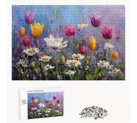 520 Pièces Puzzle Adulte - Fabrication en Bois Robuste (Pièces Standards) - Tulipe & Marguerite - 52 x 38 cm - Décoration Murale et Détente - Article de Loisir Créatif pour Les 14 Ans et Plus P3#348
