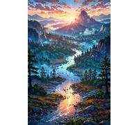 520 pièces Puzzle Adulte Forêts Lever du Soleil Rivière, Puzzle Classique de Décoration Maison et Cadeau pour Amateurs de Puzzles