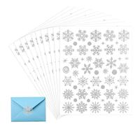 520pcs/10 Feuilles Autocollants de Noël, Autocollants d'Hiver Autocollant Flocon Neige Autocollants Petits Points Étiquettes Flocons de Neige pour Décoration de Festival d'Artisanat (Argent)
