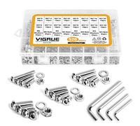 520PCS M3 M4 M5 M6 304 en Acier inoxydable Bouton à tête hexagonale Socket Tête Câble Boulons Vis avec écrous Assortiment - Vendu Par VIGRUE