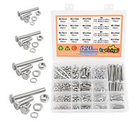 520pcs M3 M4 M5 M6 Boulons et écrous avec Rondelle Industrie de Machines Réglée de Boulon de Sortilège Hexagonal 304 D'acier Inoxydable de Coin Extérieur Boulons à six pans et écrous Rondelles