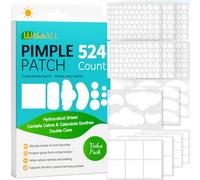 524 Patch Bouton Hydrocolloïde , Pimple Patches Anti-Acné pour Visage & Corps, Grande Quantité, 5 Formes & 10 Tailles, Ultra Invisible & Fin, Absorption Rapide, Waterproof, Jour & Nuit
