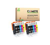 COMETE CONSOMMABLE 525 / 526 Pack de 10 Cartouches d'encre compatibles avec CANON PGI-525 CLI-526 525 526 XL 2 Noir + 2 photo Noir + 2 Cyan + 2 Magenta + 2 Jaune Noir