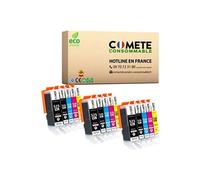 525 / 526 Pack de 15 Cartouches d'encre compatibles avec CANON PGI-525 CLI-526 525 526 XL 3 Noir + 3 photo Noir + 3 Cyan + 3 Magenta + 3 Jaune