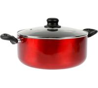 529424 Faitout En Aluminium Pressé Cerise Ø 28 Cm, 7 Litres - Revêtement Anti-Adhésif - Coloris Rouge Métallisé - Couvercle Vapeur En Verre Inclus - Tous Feux Dont Induction