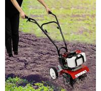 52CC Motobineuse Thermique Essence 2 Temps Cultivateur Motoculteur Largeur 30cm, Profondeur 3-10cm Motoculteur Thermique avec Kit Complet Facile à démarrer et à Utiliser, Cultivateur à Roue
