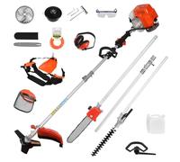 52cc Taille-haie et sécateur à l'essence Longue Portée avec Manche d'Extension, Outil de Jardinage Ultime pour Couper précision, Tailler Les Haies Facilé, 5en1 Orange