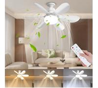 52CM Ventilateur de plafond avec éclaira et télécommande, 40 W 3000 K-6500 K Plafonnier avec ventilateur 3 vitesses Silencieux,