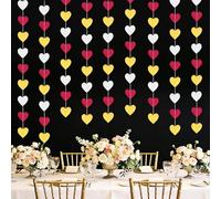 52FT Rouge et Or Amour Coeur Guirlande Bannière Glitter Décoration de Mariage Papier à Suspendre Streamer pour Fiançailles Fête des Mères Saint Valentin Anniversaire Décorations De Fêtes Fournitures