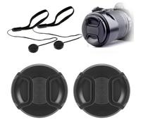 52mm Bouchons d'objectif 2 Pack Snap on Capuchon Cache Objectif pour Appareils Photo Canon Nikon Olympus Sony Fujifilm(Avec 2 cordons antiperte)