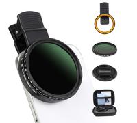 52MM Variable ND2-ND400 Filter, Ultra Slim Multi-Coated Adjustable Neutral Density Filter, Clip-on Phone Lens ND Filter Kit, Compatible for iPhone 15 14 13 12 11, Google Pixel and Other Smart Phones