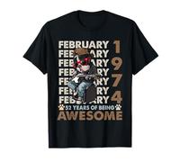 52nd Birthday Dog Lover February 1974 Vintage 52 Years Old T-Shirt
